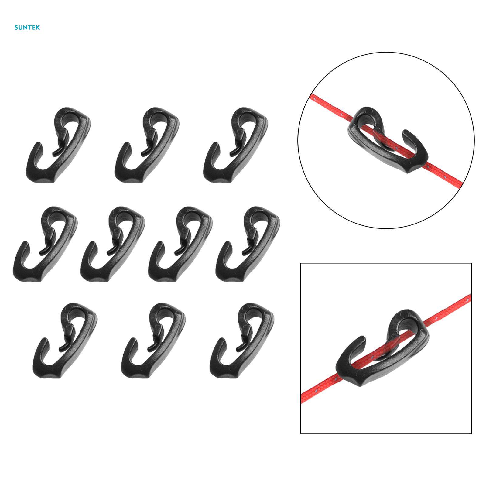 10-Pack Outdoor Camping Tent Hooks, Canopy Windproof Hook, Plastic Shock Cord Clasp Hook for Camping Canopy Backpacking Awning. 