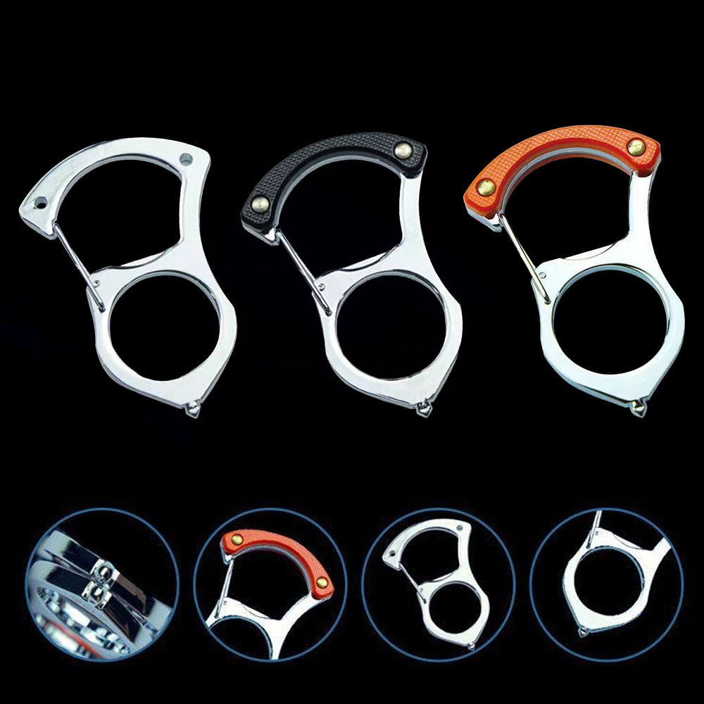 Multifunction Car Key Buckle Self Protection Hook Keychain Survival Tool Mountaineering Buckle Broken Window Bottle Opener. 