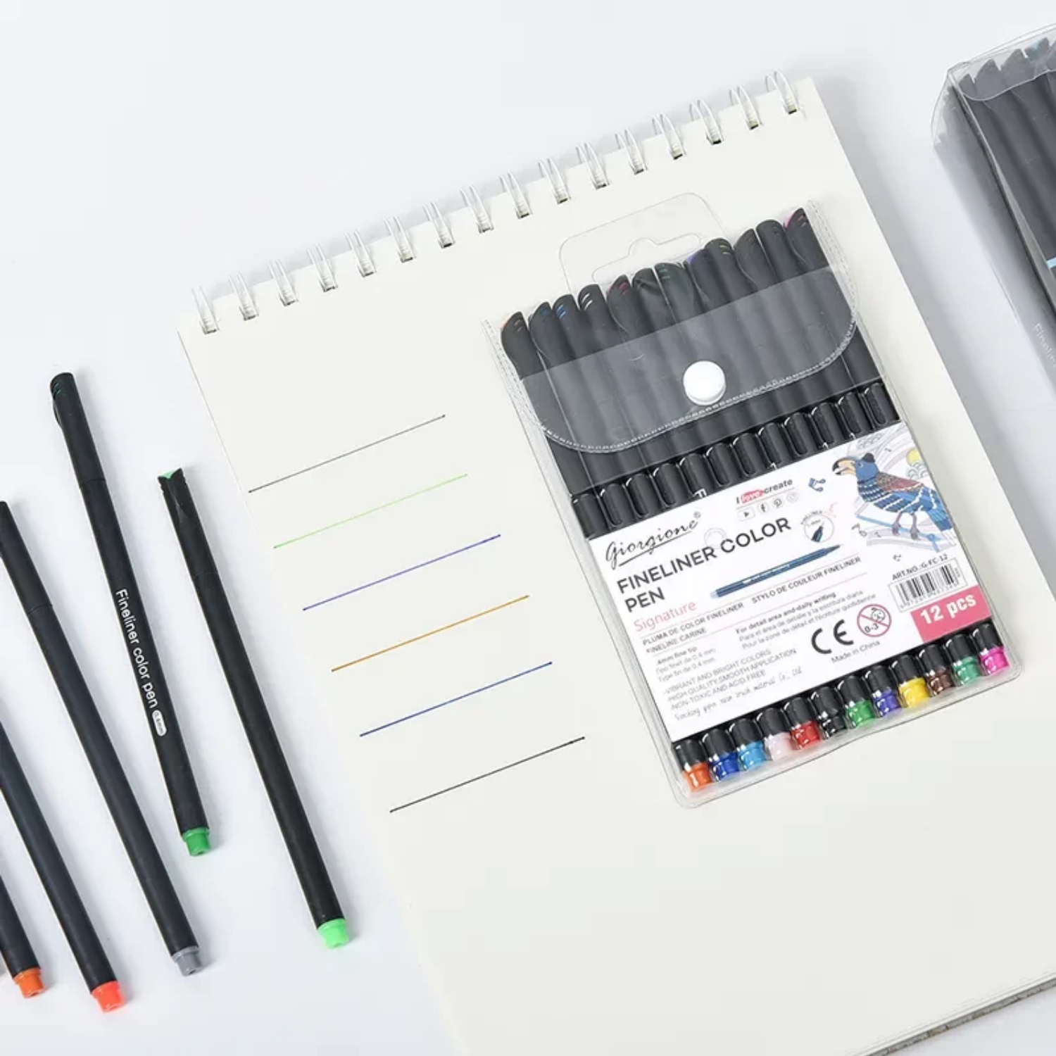 Giorgione Fineliner Pen Set 0.4mm Tip 24 Colors. 