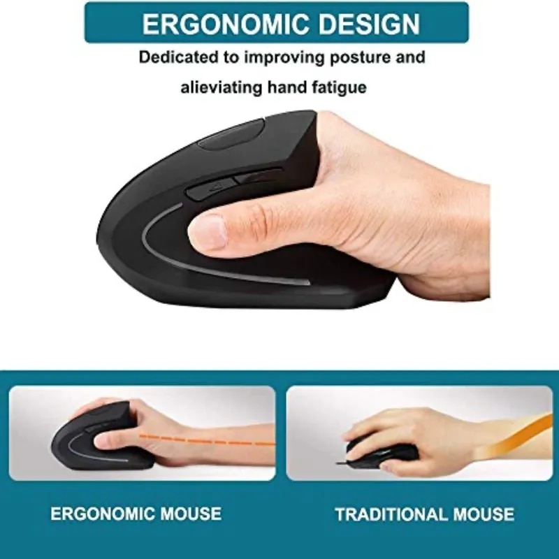3 DPI 2.4G Wireless Vertical Mouse White /black 6 Buttons Mouse for Windows/Mac/Chromebook/Linux/Notebook/Laptop/Computer. 