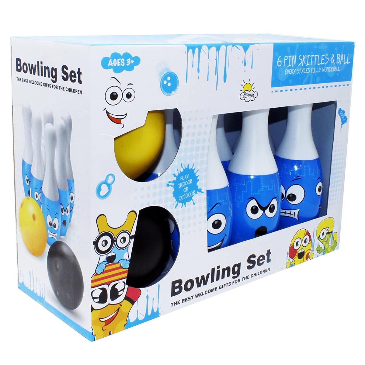 Bowling Set Toy with Emoji drawing for Kids ( Bowling Game Set 6 Bottles & 2 Balls )