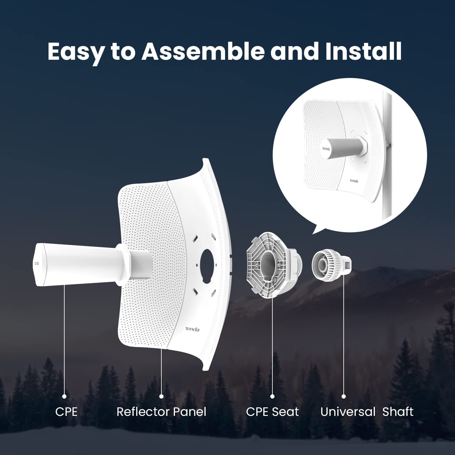 Tenda O8 Outdoor Access Point 433 Mbps Long Range CPE 5GHz Wireless Bridge 23dBi Transmission 20km AP|WISP|IP65 Waterproof. 