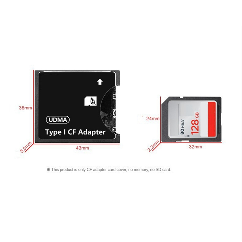 Black Adapter Plastic Adapter Support SD SDHC SDXC MMC Card to Standard Compact Flash Type I Card Reader Converter. 