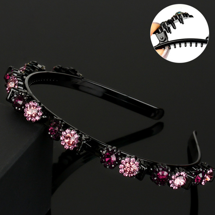 Hairband women's hairpin top clip bangs fixed artifact shape braided clip broken hair with teeth anti-slip braided hair headdress