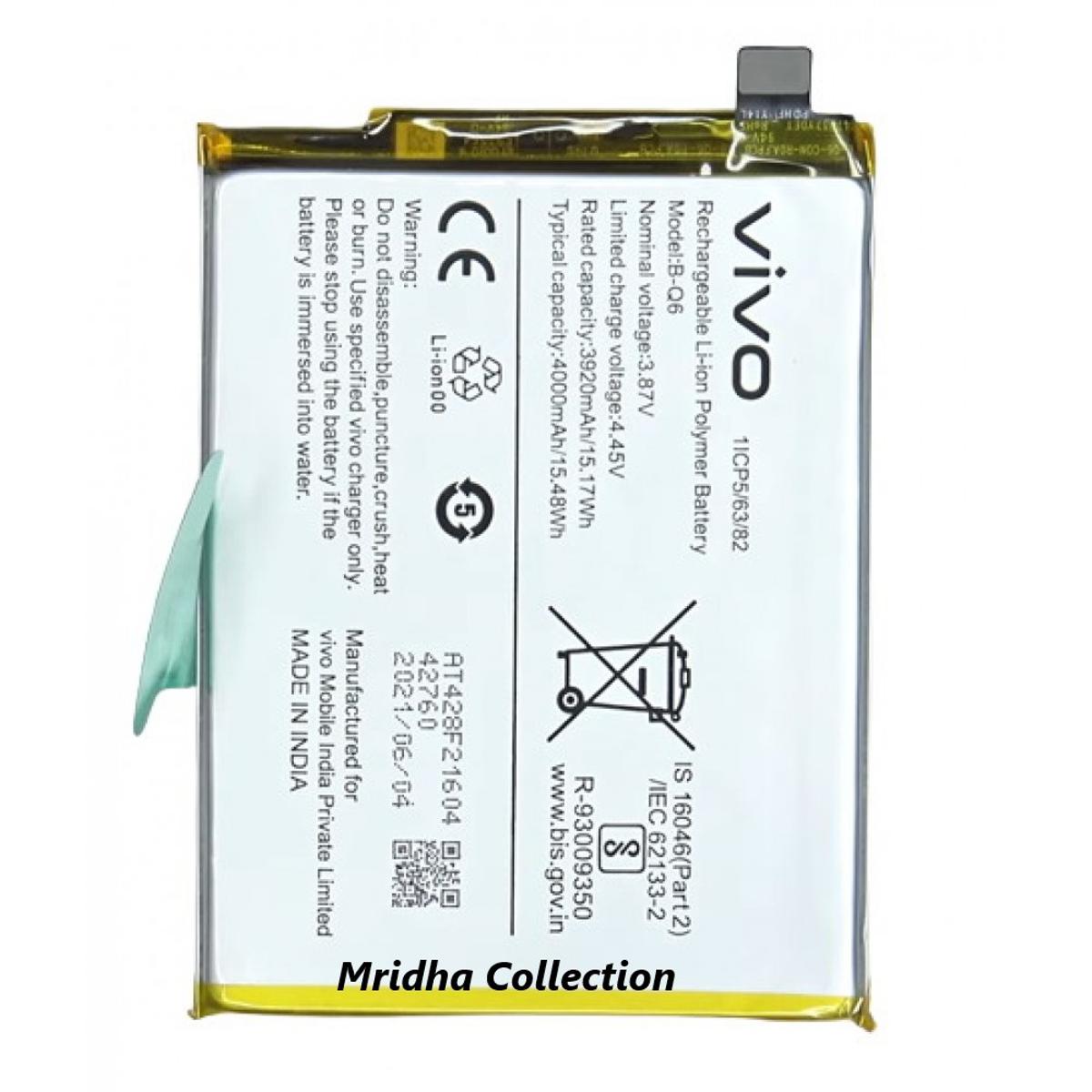 vivo V21e 5G  V2055 Battery Lithium Polymer / Lithium-ion Replacement Battery With 4000mAh Capacity B-Q6