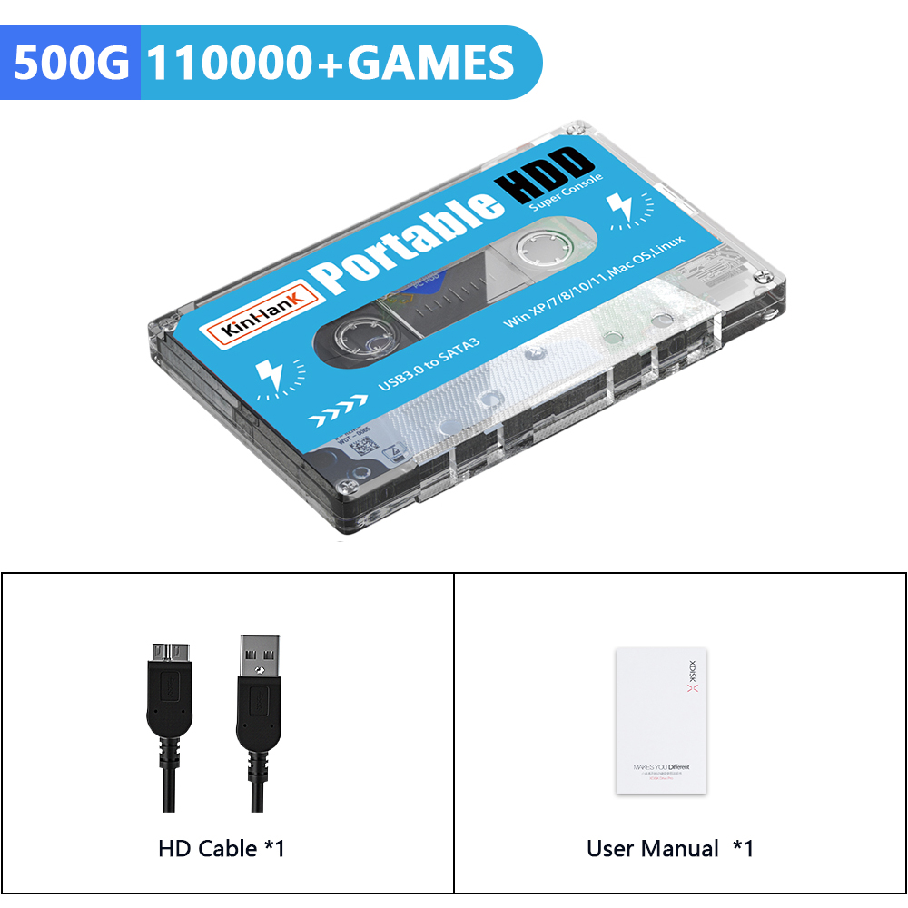 Super Console Batocera 500G External Hard Drive Disks Built-in 110000 Retro Games For PS2/PS1/PSP/SS HDD For PC Laptop Computer. 