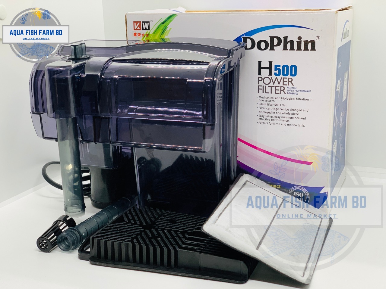 Dophin H500 Power Filter, Hang On Filter For Fish Tank. 
