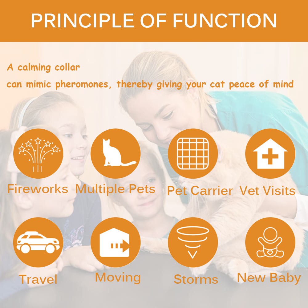 LT02-Calming Collar For Cats Dogs Adjustable Pheromone Reduce Anxiety Pets Natural Material Calm Collar Pacify Kitten. 
