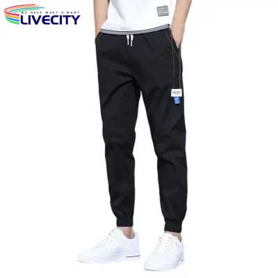 Men Cargo Pants Elastic Waist Relaxed Fit Lace-up Cargo Pants