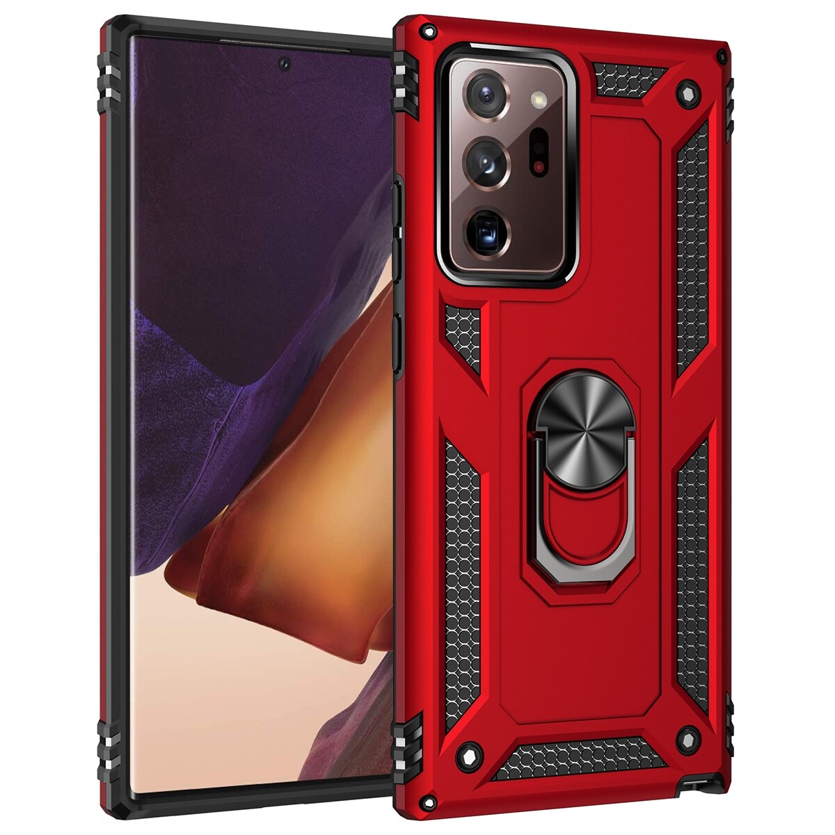 【Lejia】lthmy for Samsung Galaxy Note 20 Dual Layer Ring Holder Stand Armor Shockproof Drop Protection Case cover