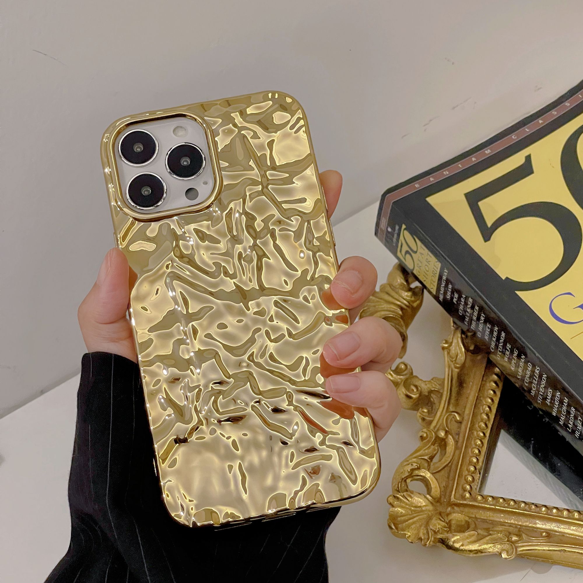 Golden Colour Iphone X Por Max Luxury Plated Gold Tin Paper Phone