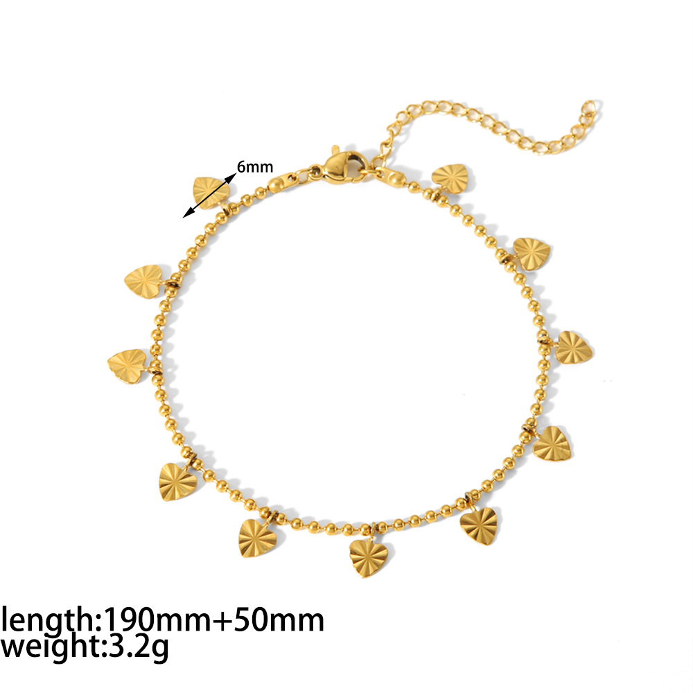 European and American cross-border jewelry, simple and fashionable design, 18K gold stainless steel round flower anklet, high-end jewelry for women