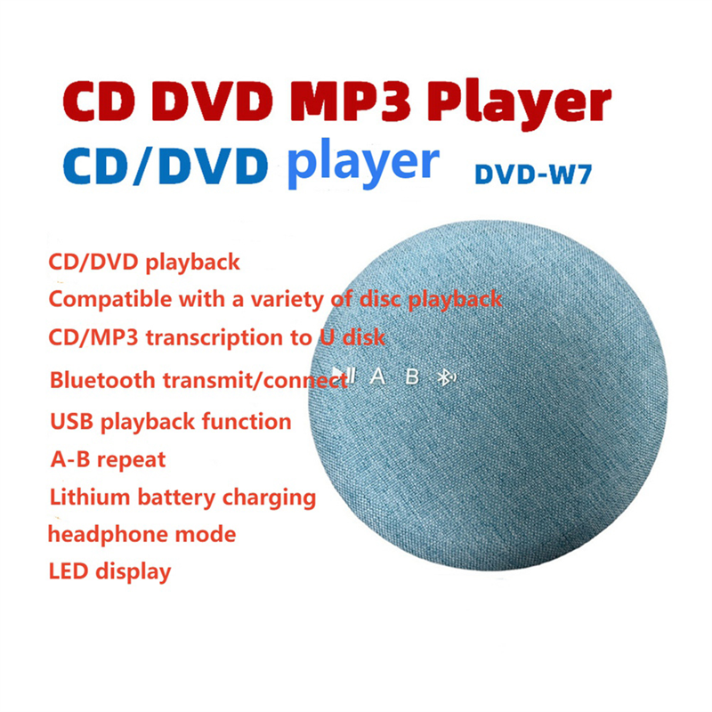 Multifunctional Wireless Bluetooth USB DVD/VCD Player Reading Player Audio Player Built-in Speaker Rechargeable -Grey. 