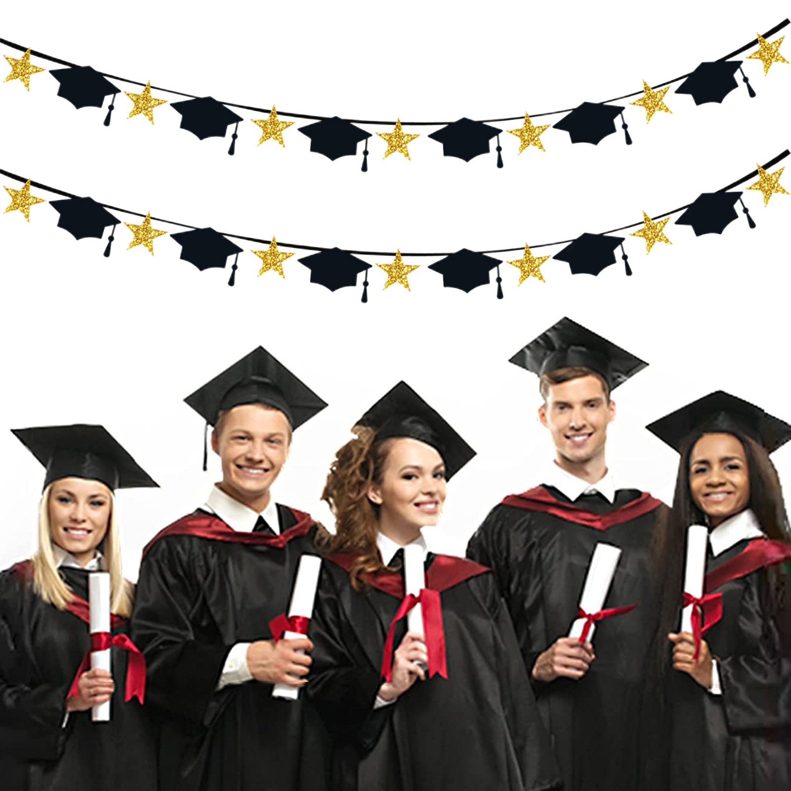 Graduation Party Banners Reusable Balcony Garden Commencement Pulling Flags. 