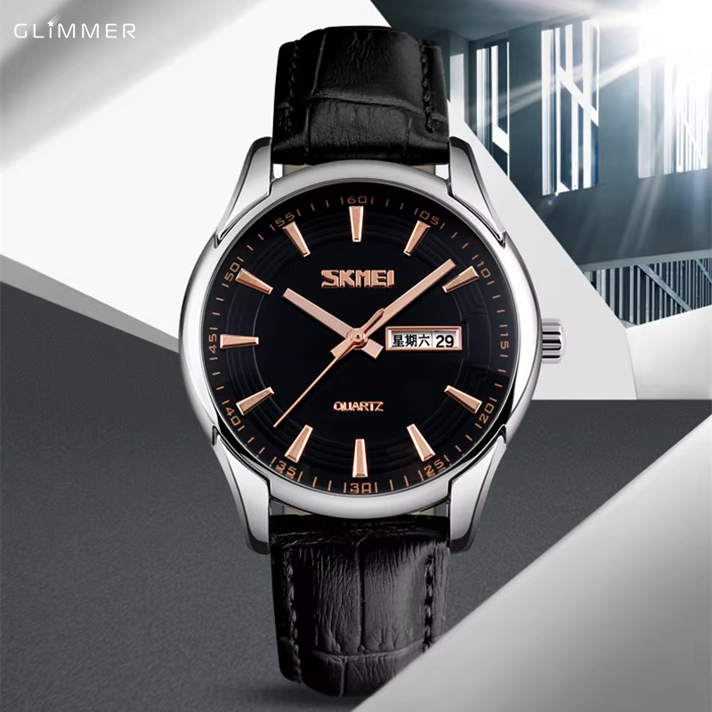 SKMEI 9125 Men's Classic Quartz Watch Leather Strap Business