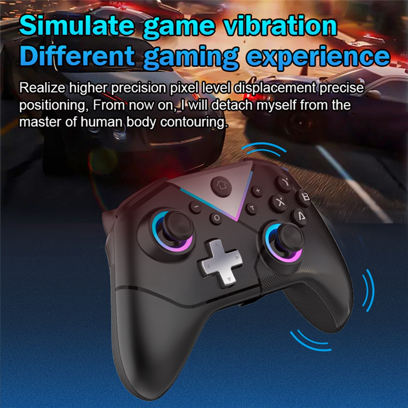 Game Console Six-Axis with Macro Programmable Wireless Bluetooth Controller Game Controller for Install Easy to Use Black. 