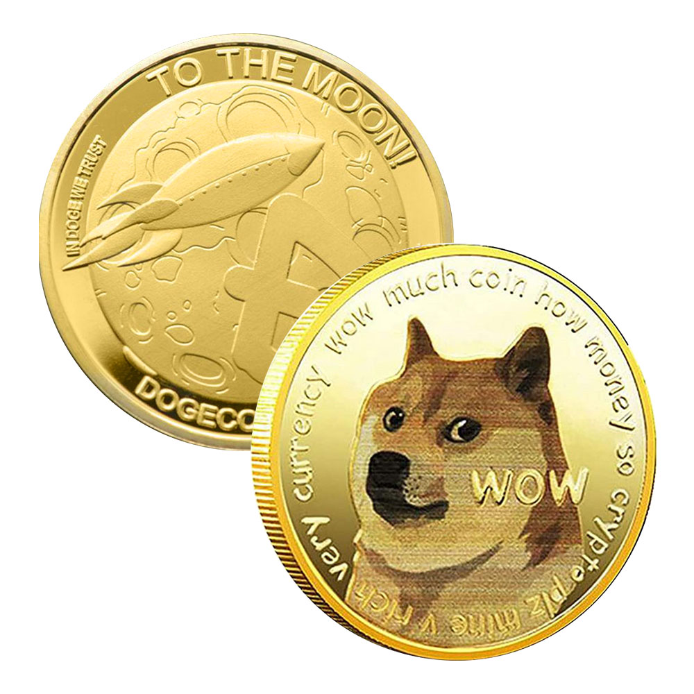 Ecocc Commemorative coin Shiba Inu Doge coin color three-dimensional relief medallion gold-plated silver metal badge virtual coin Fast delivery from stock. 