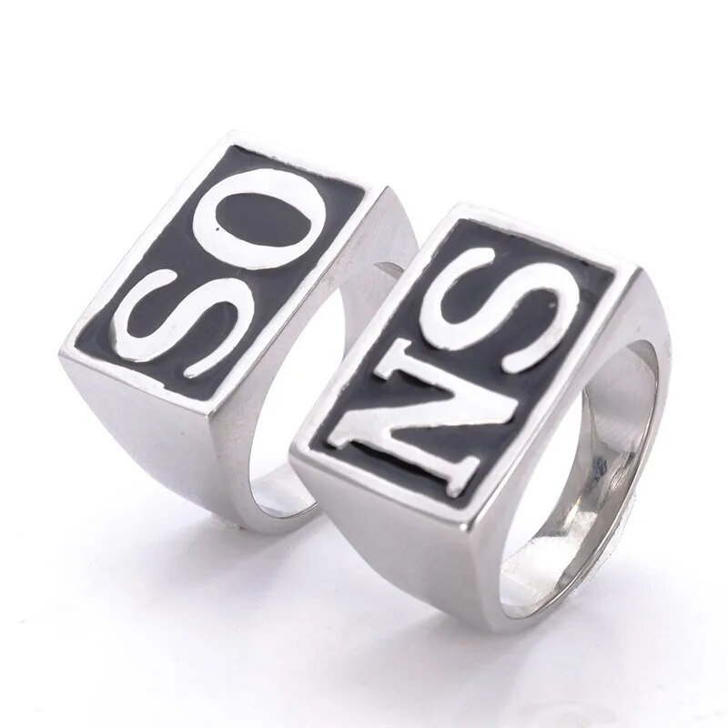 2pcs/pair Stainless Steel Solid Sons of Anarchy Ring SO NS Men Rings Jewelry Size 7-14