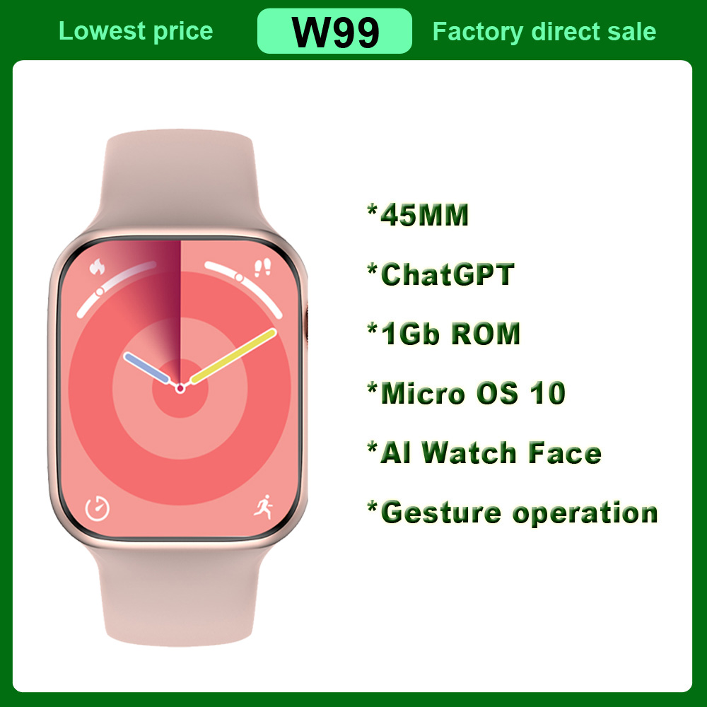 W99 Smart Watch Men 45MM Series 9 Micro10 ChatGPT 1Gb ROM Compass NFC Feeling Game Bluetooth Call Music Player Smartwatch