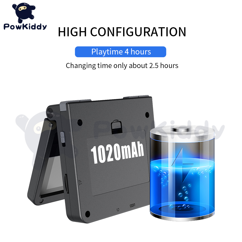 POWKIDDY v90 Black Version 3-Inch IPS Screen Flip Handheld Console Open System Game Console 16 s PS1 Children's gifts. 