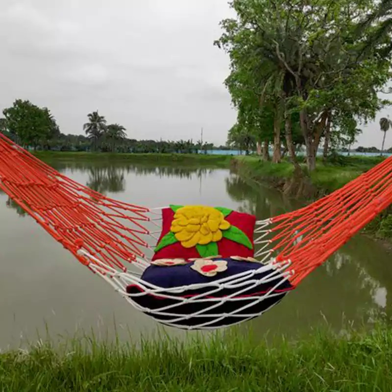 Swing Chair Dolna with SS Rings – Bengali-Style Garden/Balcony Decor | Handmade Dulna | Hanging Rope Bed Swing | Rattan Dolna for All. 