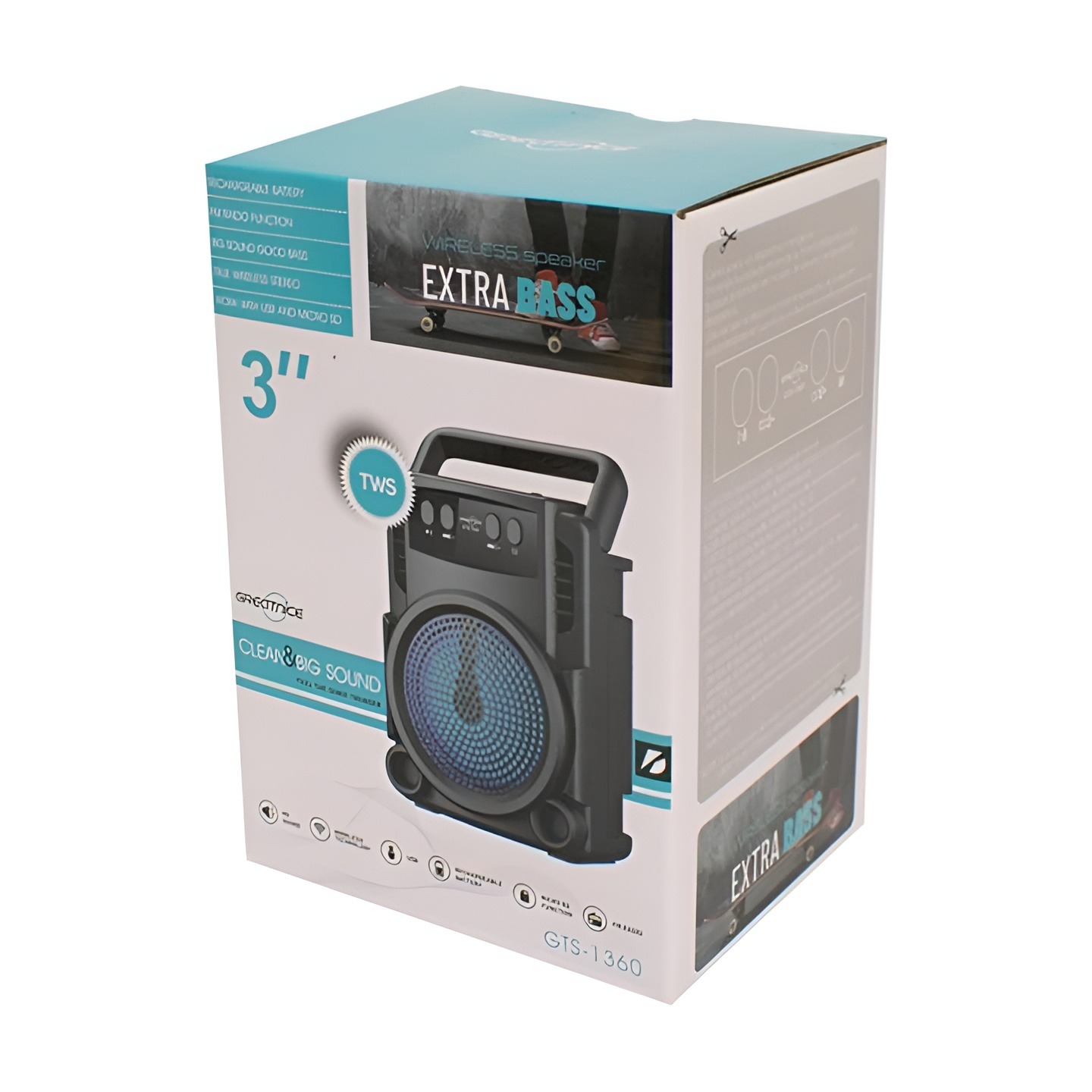 GREATNICE GTS-1360 USB, TF Card & FM Radio Supported Wireless Speaker With Lighting Effects. 