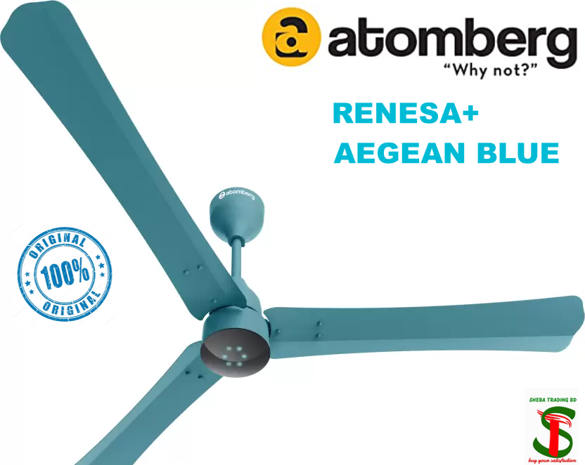 Atomberg Renesa+ 1200MM / 48 INCH 28W BLDC motor Energy Saving Ceiling Fan with Remote Control (Aegean Blue) India