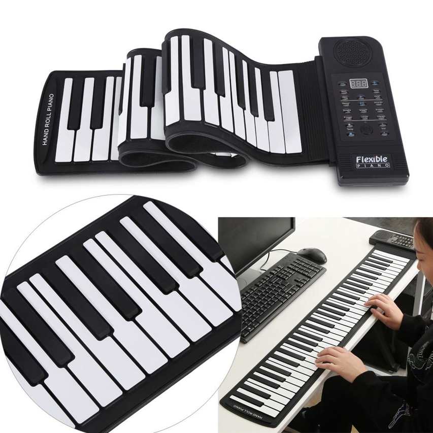 Portable 61-Keys Roll up Soft Silicone Flexible Electronic Digital Music Keyboard Piano New. 