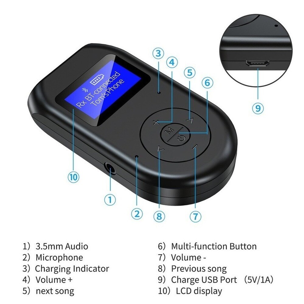 PzzPss Bluetooth 5.0 Transmitter Receiver 3 in 1 Wireless Bluetooth V5.0 Adapter With Display Screen Low Latency Audio Adapter. 