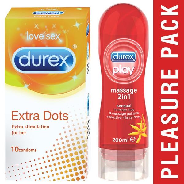 Pleasure Pack (Durex Sensual 200ml, Extra Dots - 10 Pieces). 