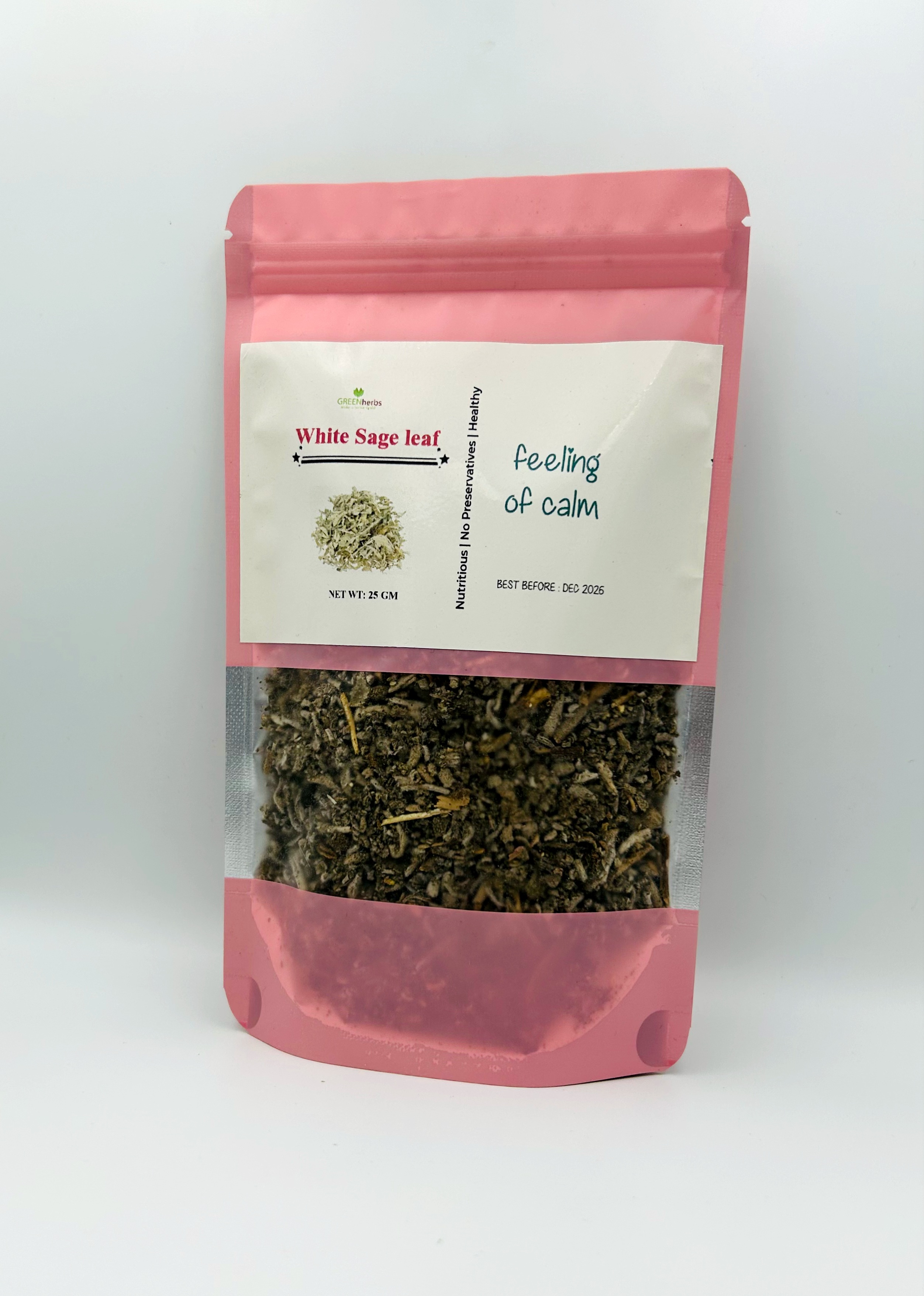 White Sage Leaf Tea  | Premium Quality Sage Dried Cut Leaves -25 gm. 