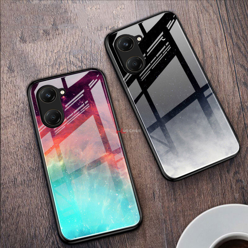 PlusCase for Vivo Y03 Y03t Y18 Y18s 4G Y28s 5G Case Glass Nebula Pattern Hard Shockproof Phone Back Cover. 