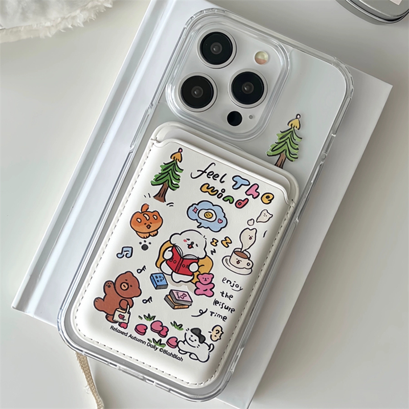Korea Cute Graffiti Accessories Magnetic For Magsafe Wireless Charge Case For iPhone 15 14 13 12 11 Pro XS Max X XR 8 Plus Cover