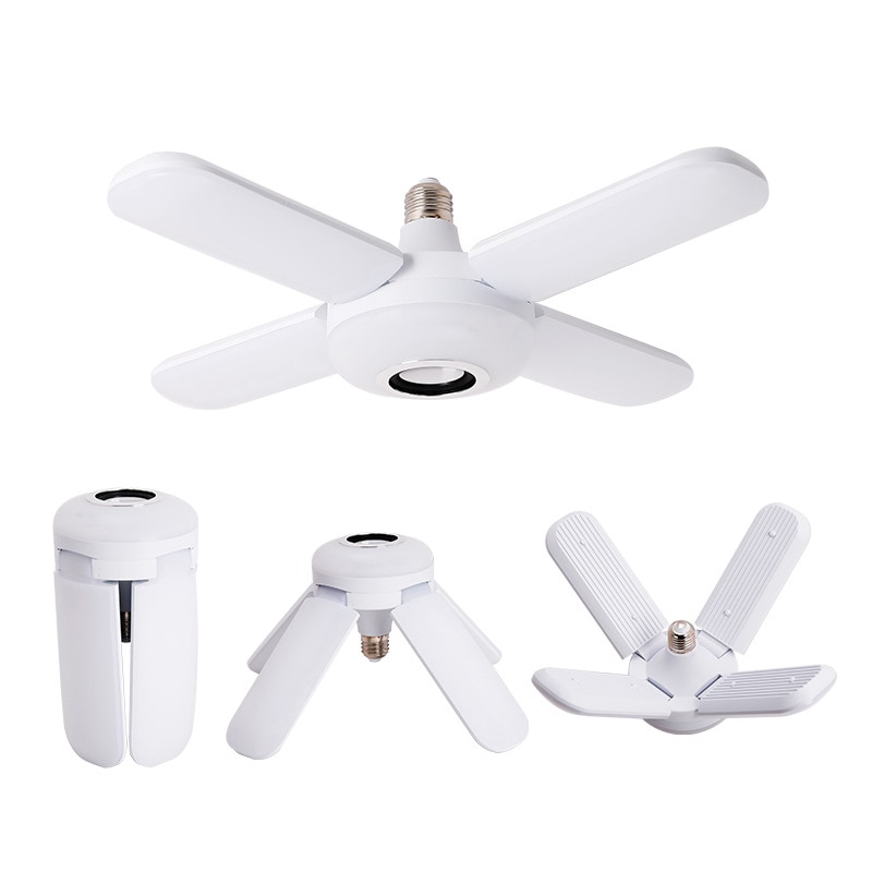 LED Four-leaf Bluetooth Music Lamp Colorful Intelligent Audio Folding Bulb Lamp+Remote Control Deformable Ceiling Fixture Lights. 