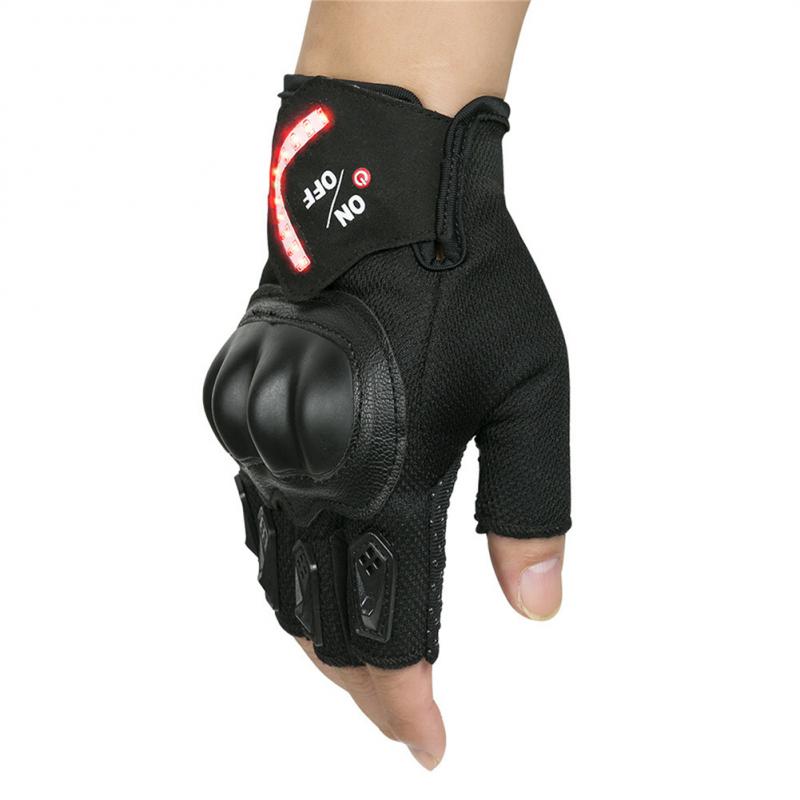 1 Pair Gravity Sensing Cyling Gloves Turn Signal Half Finger Gloves Automatic Warning Light Smart Steering Half Finger Gloves. 