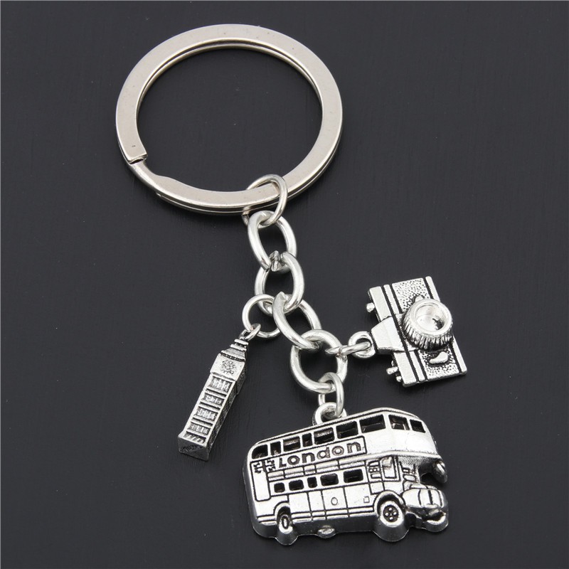 【Toy life hall】London Big Ben Keychains No Where Airplane Charms Compass Keyring With Earth Travel Jewelry For SKU