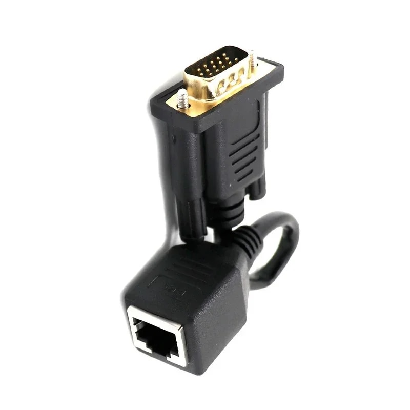 RJ45 to VGA Extender Male to LAN CAT5 CAT6 RJ45 Network Ethernet Cable Female Adapter Computer Extra Switch Converter. 