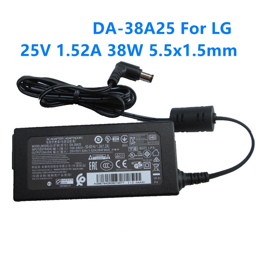 AC Adapter DC 25V 1.52A dla LG EAY64290801 NB3540 NB3730A SJ4 SH4 SOUND BAR ładowarka zasilająca Adapter DA-38A25 DYF-2430. 