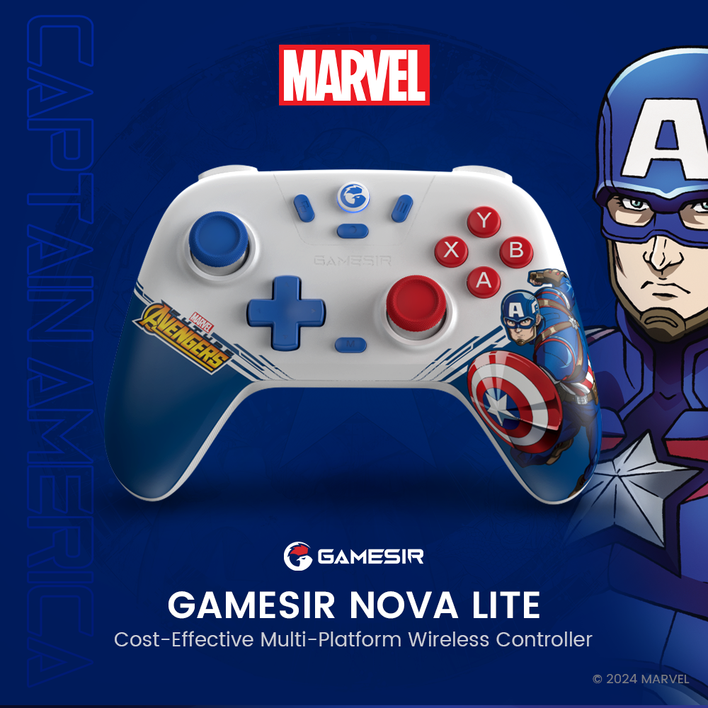 GameSir Nova Lite Switch Controller Gaming Gamepad with Hall Effect for Nintendo Switch iPhone Android Cellphone Captain America. 