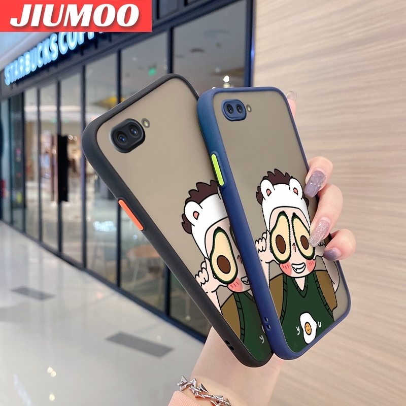 JIUMOO For OPPO A5 2018 OPPO A3s OPPO A12E Realme C1 Case Cartoon Cute Avocado Girl Thin Frosted Transparent Cover Lens Camera Protect Edge Full Cover Casing Hard Cases. 