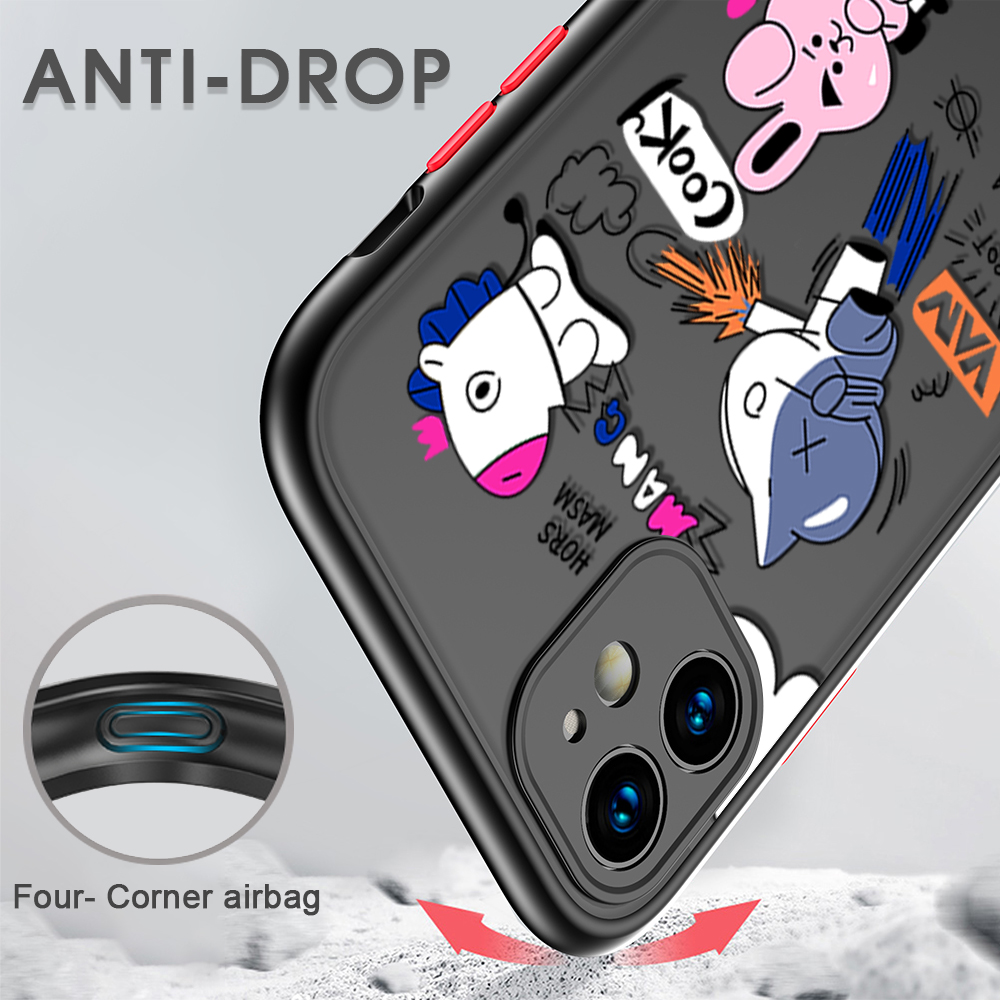 UCUC for Samsung Galaxy J7 2015 J700 J7 Core Back Cover BTS Anthropomorphic Image Frosted Transparent Hard Phone Case Thin Shockproof Full Cover Camera Protect Case. 