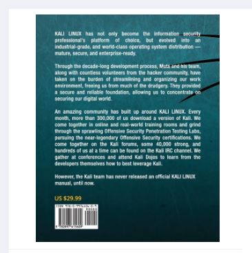 Kali Linux Revealed: Mastering the Penetration Testing Distribution by Raphael Hertzog, Jim O'Gorman and Mati Aharoni. 