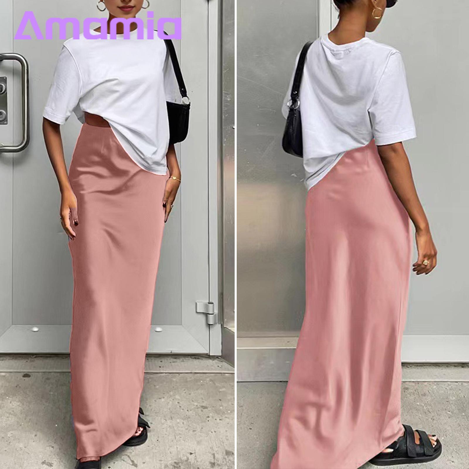 Satin Mermaid Skirt Chic High Waist Satin Mermaid Maxi Skirt for Work Party Elegant A-line Style Slim Fit Zipper Closure Perfect for Daily Wear Simulated Silk Mermaid Skirt. 