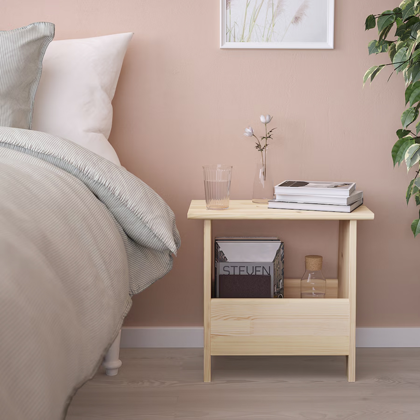 PERJOHAN Stool with storage, pine Melamine Laminated Board (Standard Size)