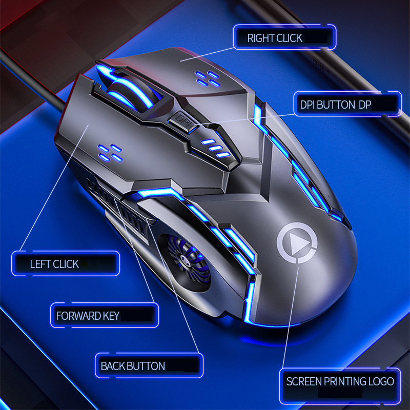 （NEW）aming  Mouse 5 Wired 6d nous aming Mechanical Computer Mouse(Sound Click). 