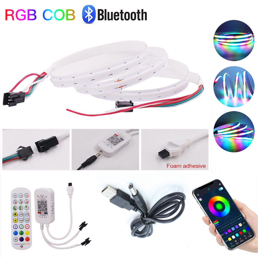 DC 5V USB Bluetooth APP SK6812 RGB COB Strip 332Leds/M TV Background Lamp Dream Color Flexible Ribbon Tape Rope LED Light. 