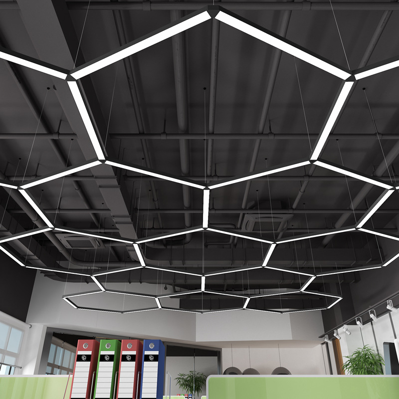 LED strip lights, office chandeliers, gym rectangular chandeliers, studio simple strip shape lamps. 