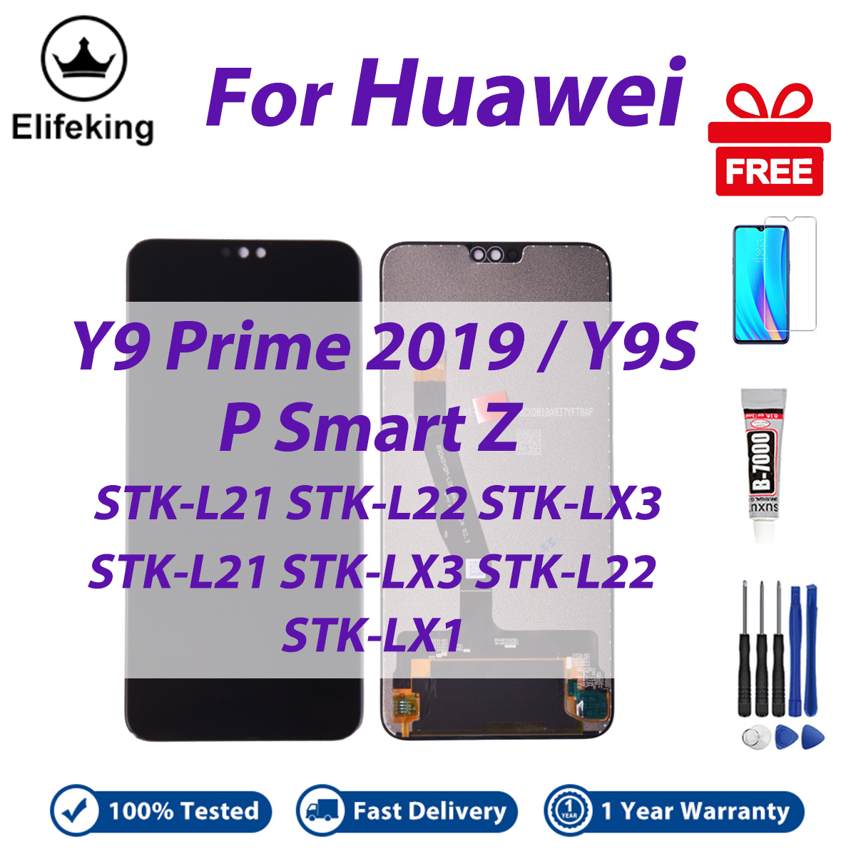 LCD No Frame For HuaWei Y9 Prime 2019 Y9s P Smart Z Display Touch Screen Digitizer Assembly Replacement Parts. 