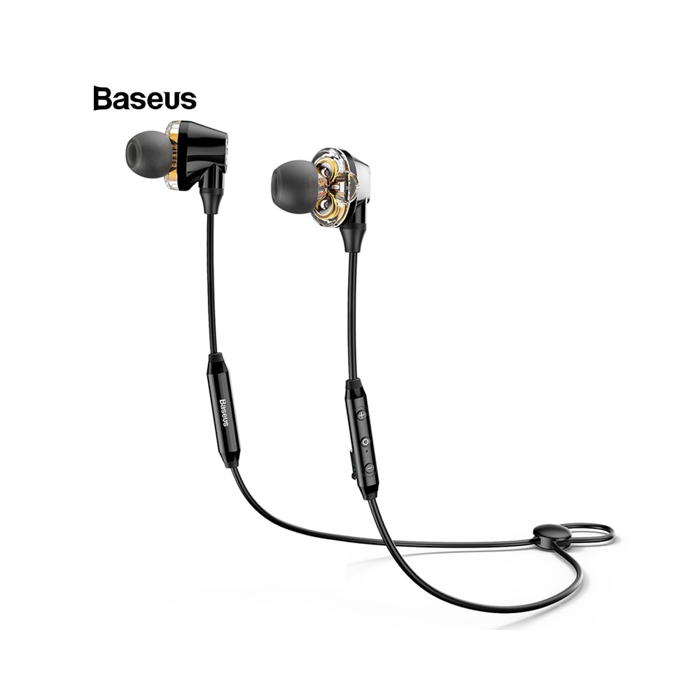Baseus S10 Dual Driver Moving Coil Dynamic Waterproof Wireless Bluetooth Earphone Headphone - Neckband