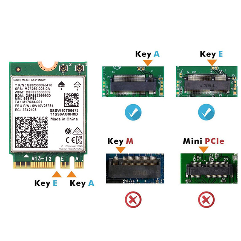 Intel AX200 NGW 802.11ax/ac MU-MIMO 2x2 Wifi module NGFF M.2 Bluetooth 5.1 Network Card  Dual band 2.4Gbps Intel Wi-Fi 6E AX200. 